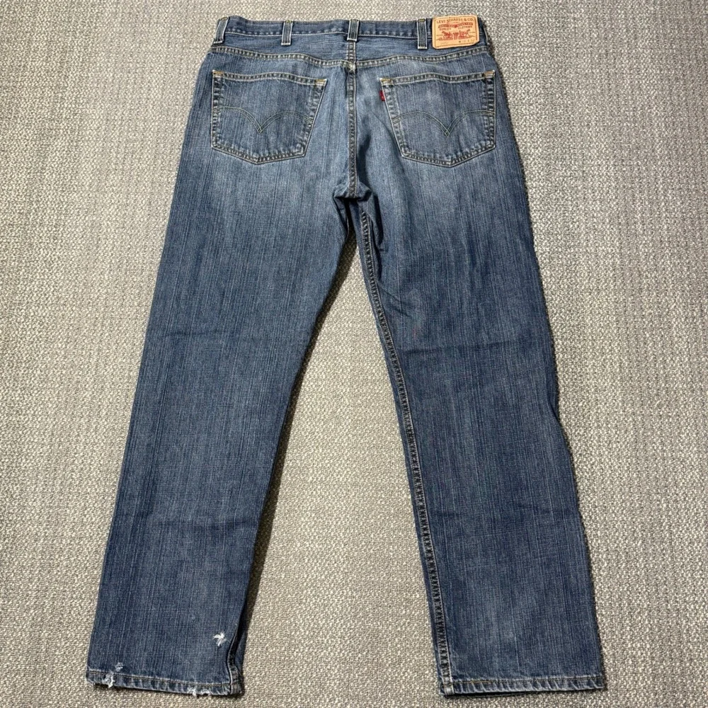 Levi's 505 Jeans Mens‎ 38x32 Straight Leg Blue Whiskered Fade Distressed Y2K